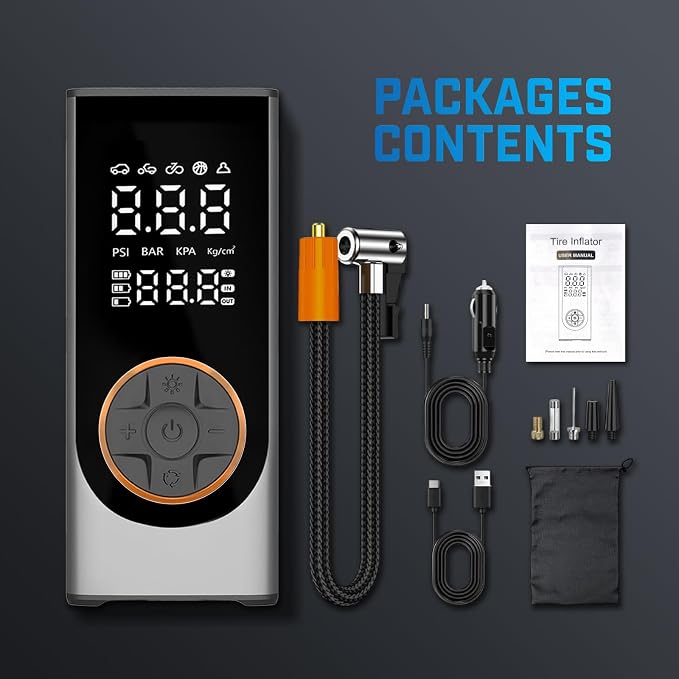 Tire Inflator Portable Air Compressor, 150PSI Cordless Air Pump - Image 9