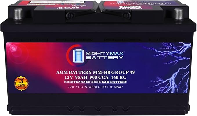 Mighty Max Battery MM-H8 Start and Stop Car BCI Group 49 12V 95Ah, 900 CCA by Mighty+Max+Battery