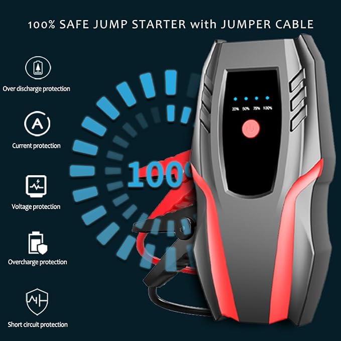 12v Auto Jump Starter Peak Current 2000A, Car Lithium Battery Charger Jumper - Image 5