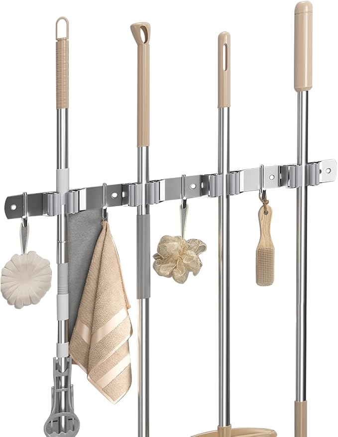 Broom Holder Wall Mount Organizer: Mop and Broom Holder Wall Mount Garage Wall by Unknown