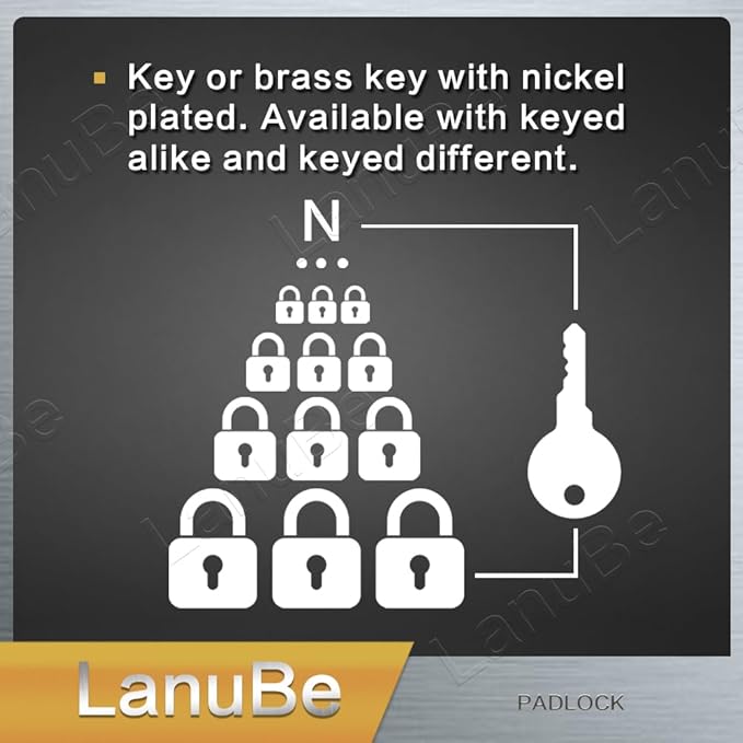 LanuBe Lock Laminated keyed Padlock, keyed Alike Locks, Long Shackle, Marked - Image 3
