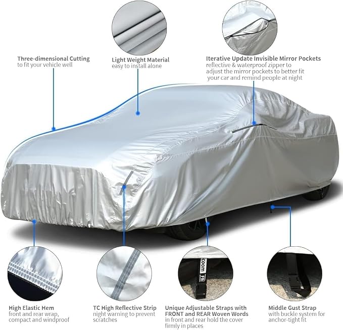 Tecoom Car Cover Waterproof UV-Proof Windproof - Image 2