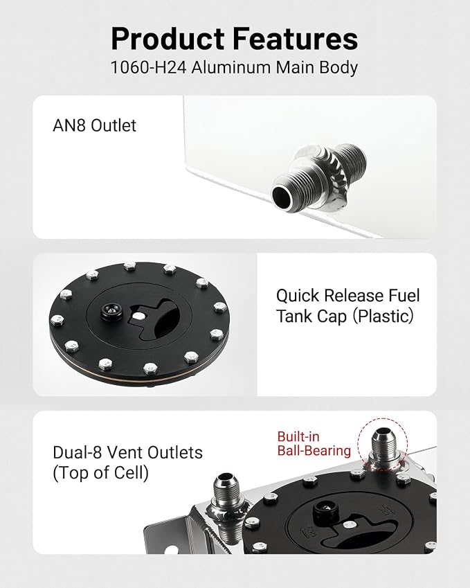 EVIL ENERGY 1 Gallon Fuel Cell Gas Tank Aluminum - Image 3