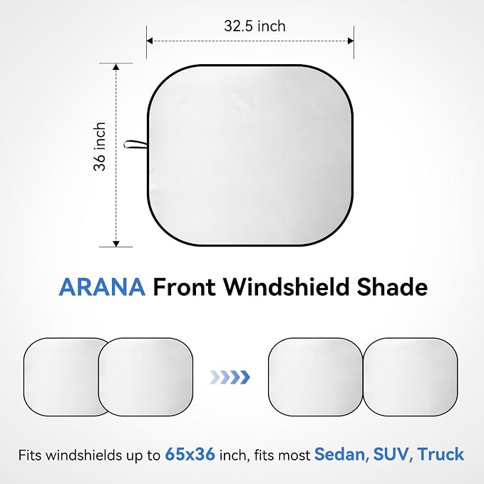 ARANA Car Windshield Sun Shade 2 Pack丨240T Thickened Front Window Sunshades - Image 2