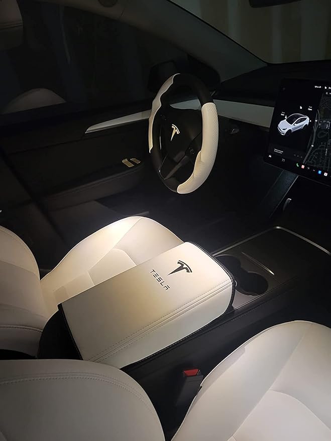 Car Armrest Cover for Tesla Model 3 Y Leather Center Console Armrest Box Cover - Image 4