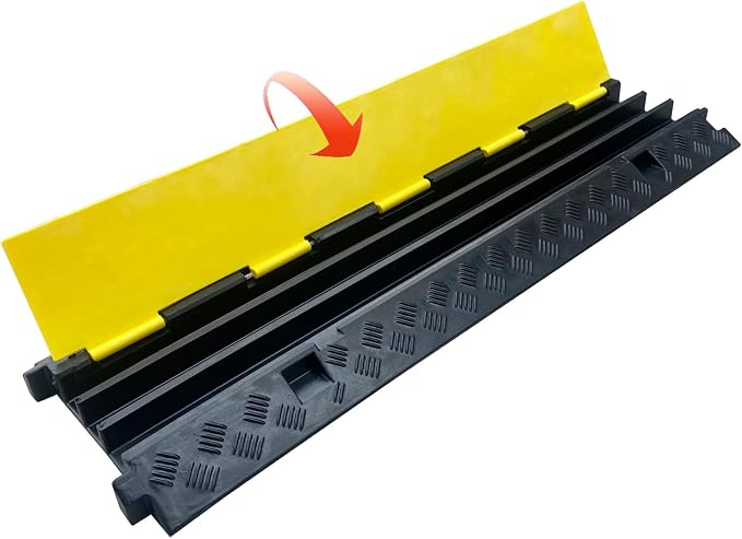 2 Pack Rubber Cable Ramp Hose Cable Protector Ramp 3 Channel 22000Lbs Load - Image 3