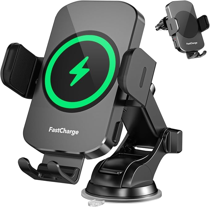 Wireless Car Charger, Fast Charging 15W Auto Clamping Car Charger Phone Holder by Unknown