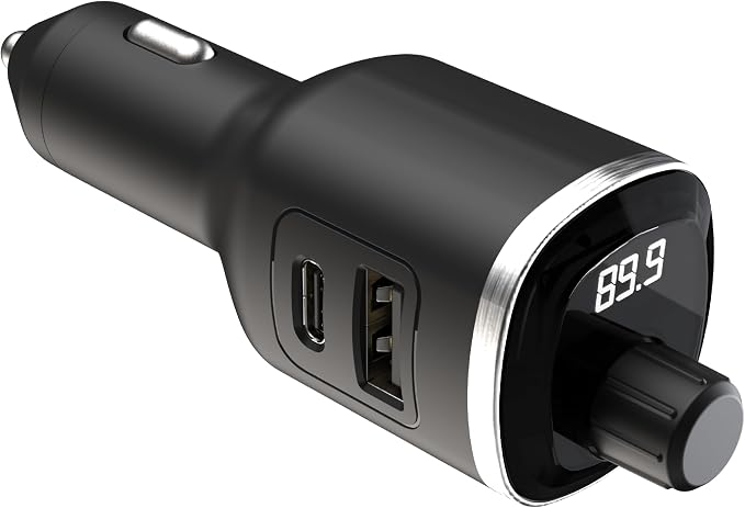 Scosche BTFM8 Bluetooth FM Transmitter Car, Dual 12W USB-C and USB-A Charging by Scosche