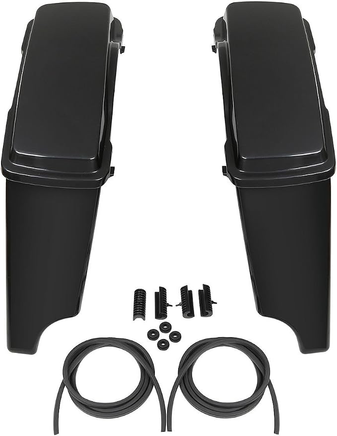 XFMT Unpainted 5" Stretched Extended Hard Saddlebags Dual Exhaust Compatible - Image 2
