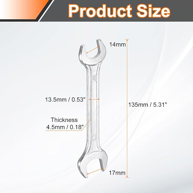 HARFINGTON 2pcs Double Open End Wrench 14mm x 17mm Metric 15 Degree Offset - Image 2