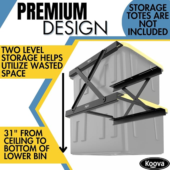 Koova Dual Rail Heavy Duty Overhead Garage Storage System - Image 2