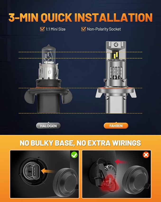 forenner Fahren H13/9008 LED Bulb Hi/Lo Beam, 900% Enhanced Brightness 6500K - Image 4