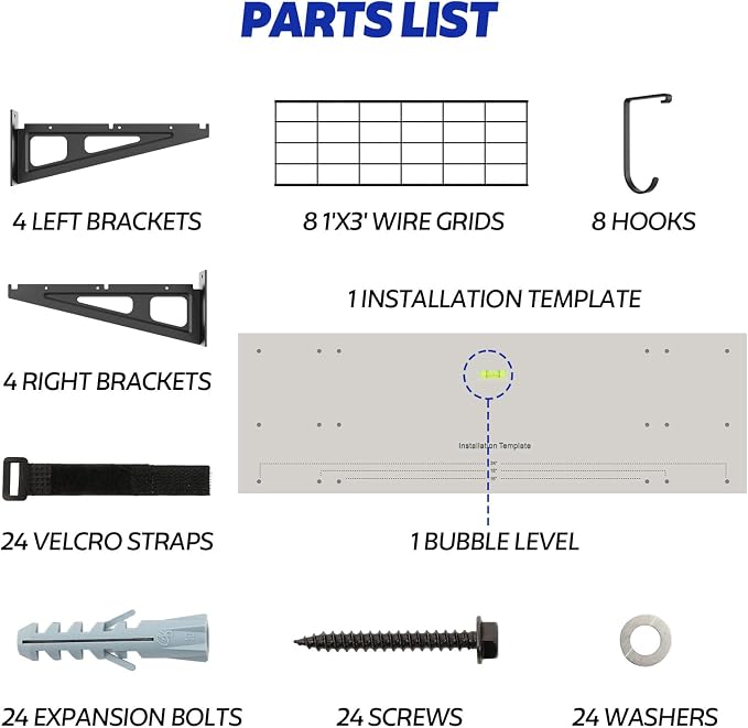 FAHKNS 2 x 6 ft Garage Wall Shelving, 1200LBS Capacity Heavy Duty Metal Wire - Image 5