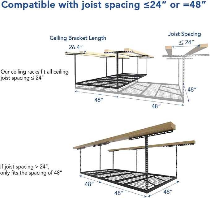 FLEXIMOUNTS Pro 4x8 Overhead Garage Storage Rack, Adjustable Storage - Image 3