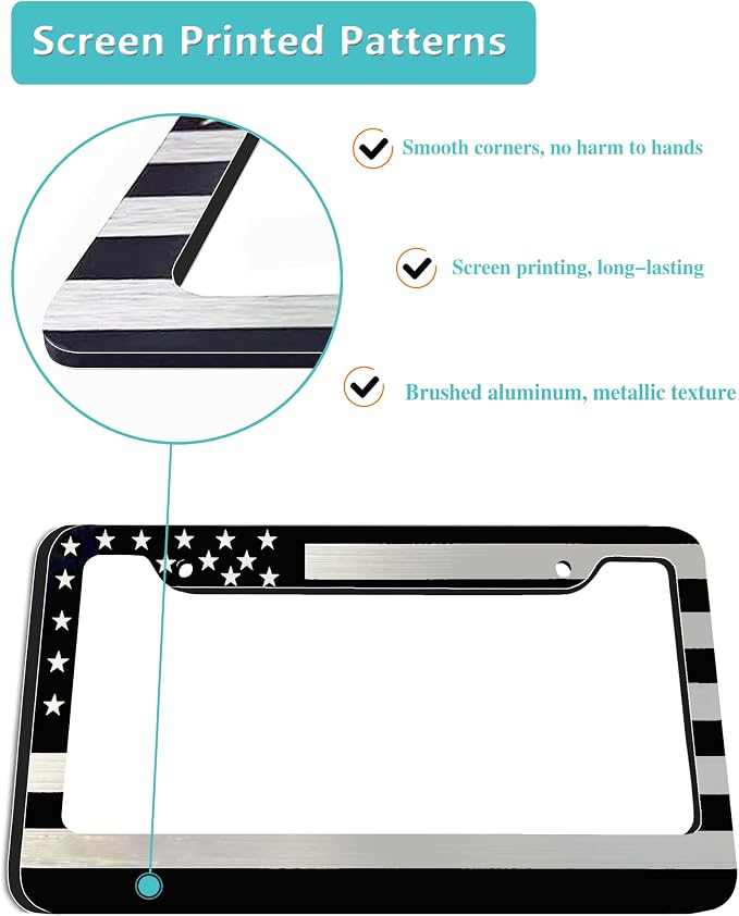 American Flag License Plate Frame- Black Front Rear Patriotic USA ‌Car Tag - Image 5