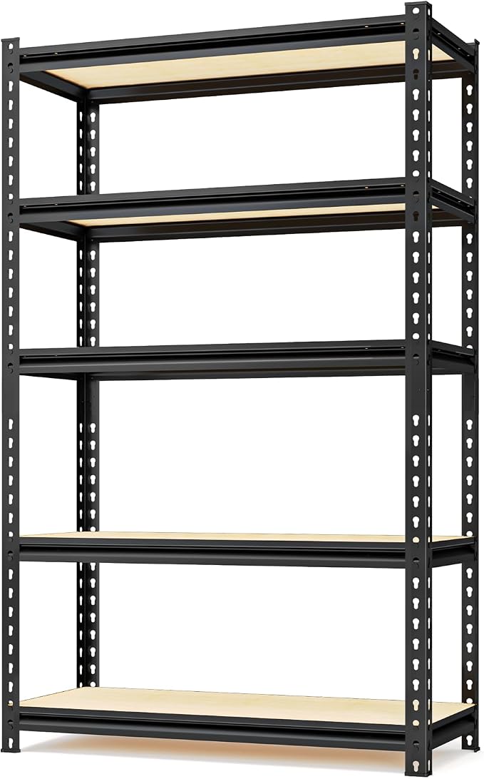5-Tier Adjustable Metal Storage Shelves Heavy Duty Garage Shelving, Basement & by SYLOUGH