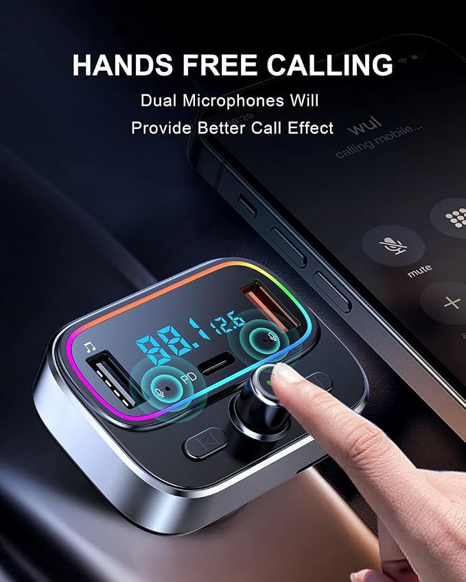 Bluetooth FM Transmitter for Car Wireless Radio Adapter Kit, Hands-Free Calling - Image 4