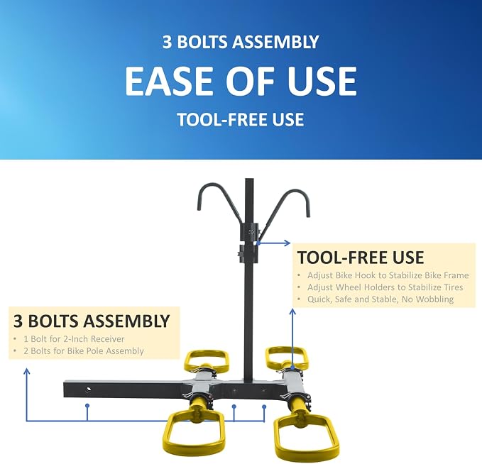 Trailer Hitch Bike Rack for Car 2 Bikes, E Bike Carrier Hitch Mount 2 Bike - Image 4