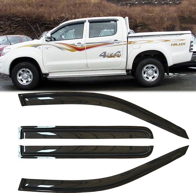4pcs Outside Mount Style Dark Smoke Window Rain Guards Durable Side Wind by Deebior