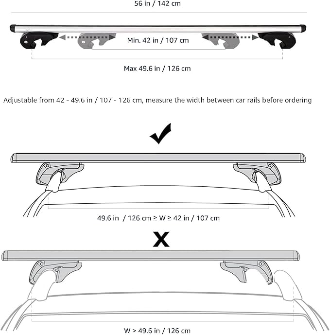 Amazon Basics Cross Rail Roof Rack, 56 inches, Fits up to 49.6" Spans between - Image 2