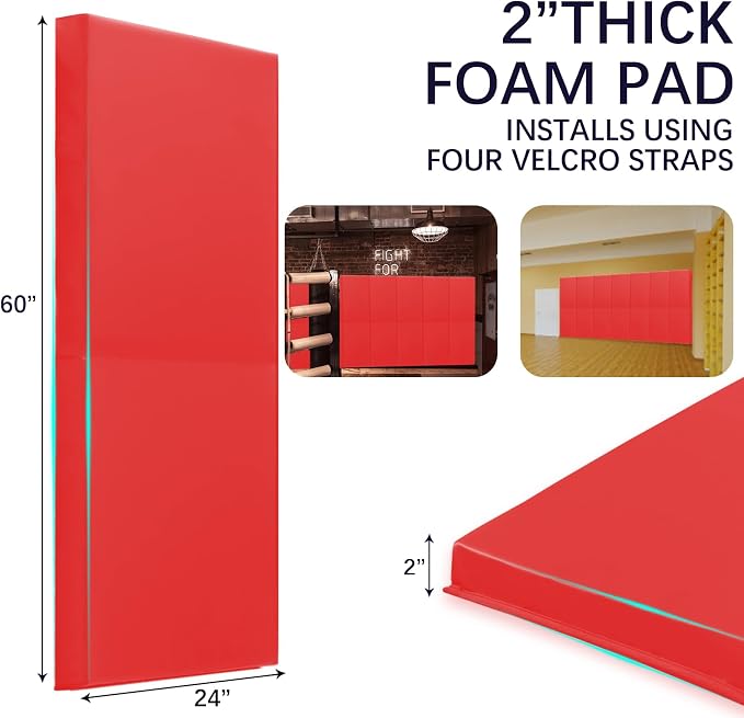 PROGOAL 60"/72" High Gym Wall Padding 2"/4" Thick Foam Basketball Court Wall - Image 5