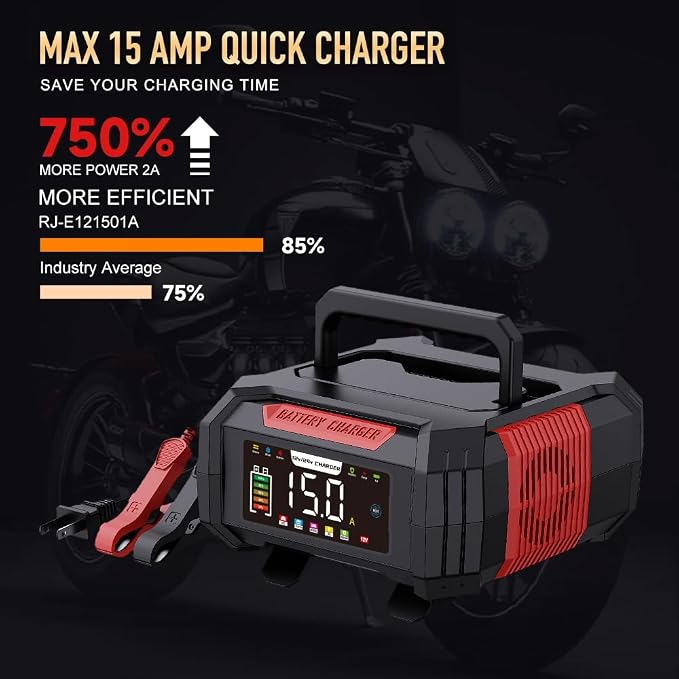 15 Amp Battery Charger, 12V 24V LiFePO4 Car Battery Charger 9-Stage Trickle - Image 5