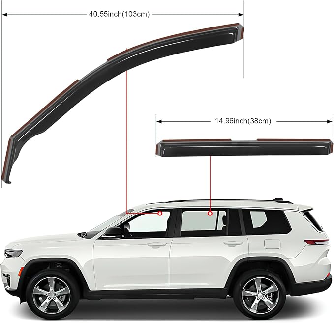 Nilight in Channel Rain Guards for Jeep Grand Cherokee L 2021 2022 2023 2024 - Image 7