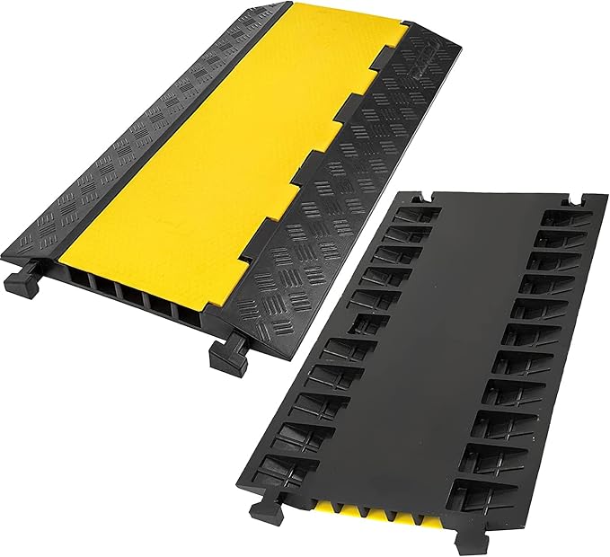 CXRCY 5 Channel Cable Protectors Ramp, 18000lbs Capacity Heavy Duty Rubber by CXRCY