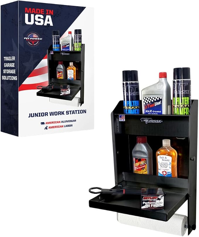 Pit Posse 458BK Jr Work Station Storage Cabinet Shelf Rack Holder Caddy by PITPOSSEMOTORSPORTS