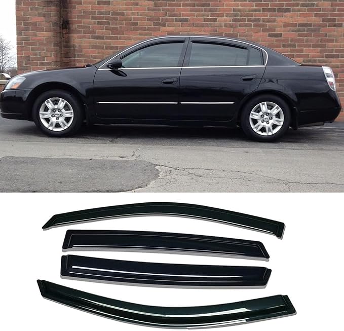 Side Window Wind Deflector fit for 2002-2006 Nissan Altima Sedan, Dark Somke - Image 2