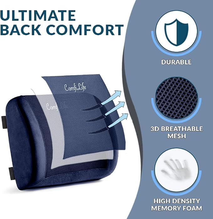 ComfiLife Lumbar Support Back Pillow Office Chair and Car Seat Cushion - Image 2
