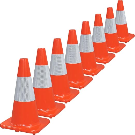 Overall Fluorescent Orange Red Integrated Traffic Cones, Road Cones by OranLite