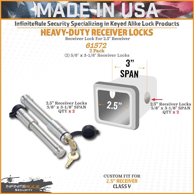 61572 | 2 Pack, Keyed Alike, Receiver Locks - Image 2