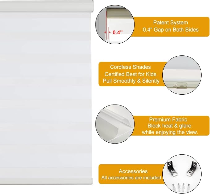 Persilux Zebra Blinds for Windows, Cordless Roller Shades for Windows Room - Image 2