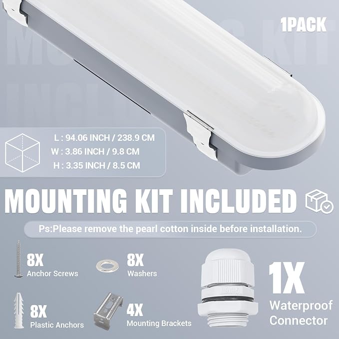 JTT 8FT LED Vapor Tight Light 120/100/80W Tunable, 18000lm LED Vapor Proof - Image 8