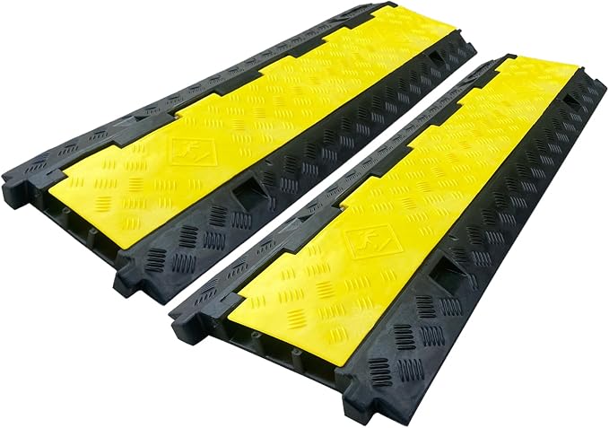 2 Pack Rubber Cable Ramp Hose Cable Protector Ramp 3 Channel 22000Lbs Load by F+COME