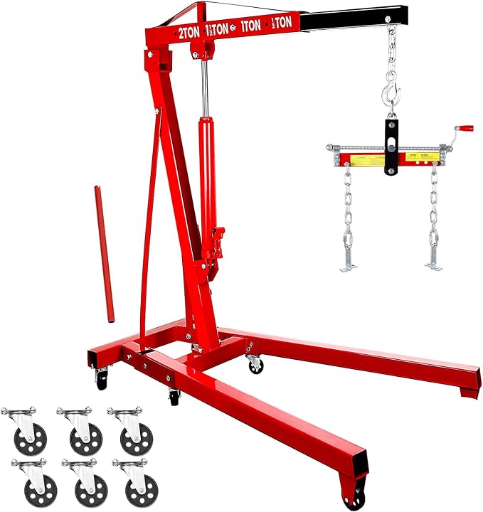 2 Ton Engine Hoist, Folding Hydraulic Cherry Picker Engine Hoist, 60.6x37x56.2 by Unknown