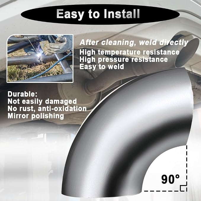 OD 1.5 Inch 90 Degree SS304 Stainless Steel Bend Tube Exhaust Elbow Pipe - Image 5