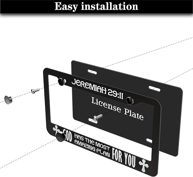Plate Cover for Car Black and White License Plate Frames Jeremiah 29:11 God Has - Image 7