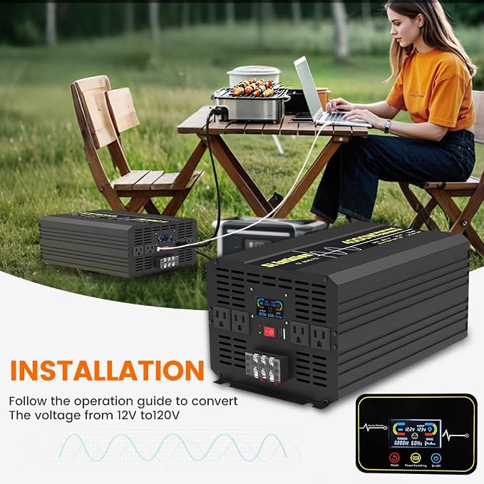 4000W Pure Sine Wave Power Inverter 12V DC to 120V AC 60HZ - Image 3