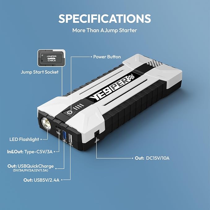 YESPER Battery Jump Starter Portable, 3000A Booster Pack Jump Box - Image 9