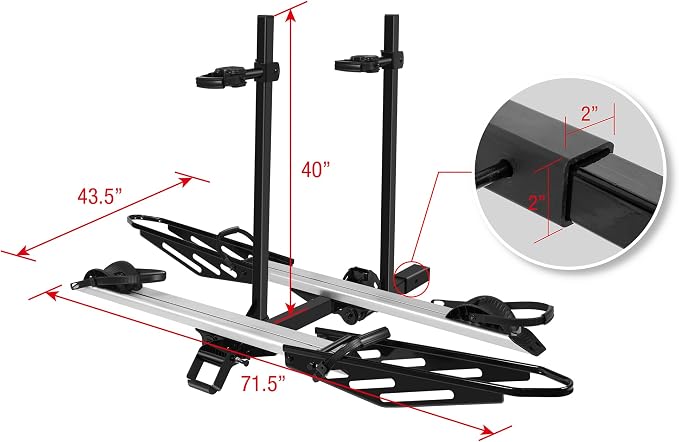 Rockland Foldable 2-Ebike Rack, 200 lbs Capacity, Hitch Mount Electric Bike Rack - Image 9