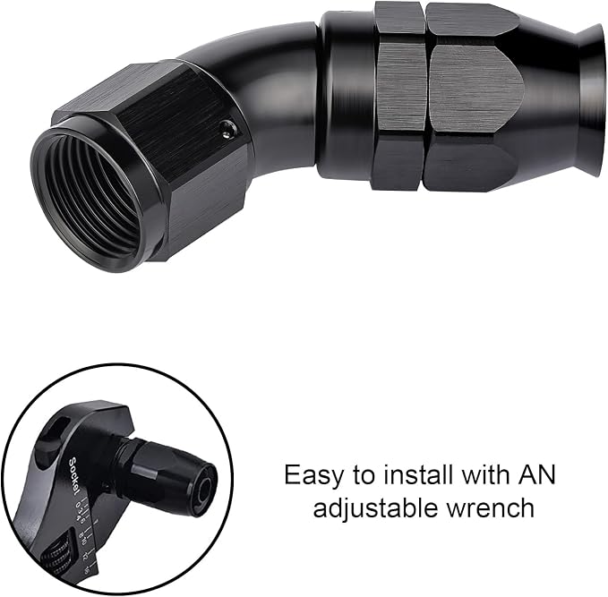 EVIL ENERGY 6AN 45 Degree PTFE One Piece Full Flow End Hose Fitting Aluminum - Image 6