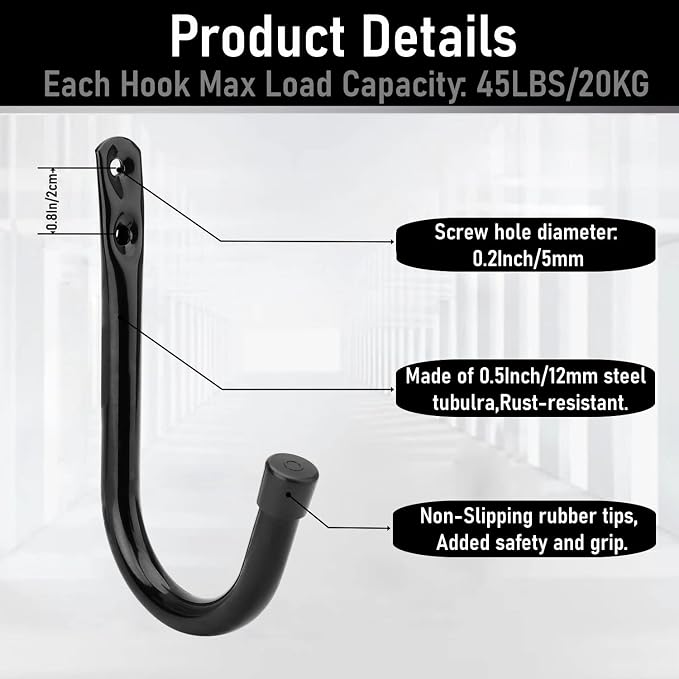 Garage Storage Hooks 3.5Inch Heavy Duty Wall Mounted Garage Utility Hooks 12 - Image 3