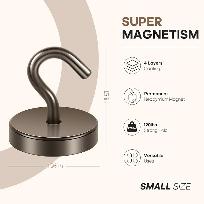 Neosmuk Magnetic Hooks, Cruise Ship Essentials, 120lb+ Heavy Duty Magnetic Hooks - Image 5