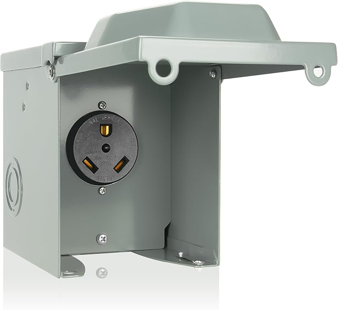 30 Amp RV Power Outlet Box, 125 Volt NEMA TT-30R Receptacle, Lockable Enclosed by BEBOBLY