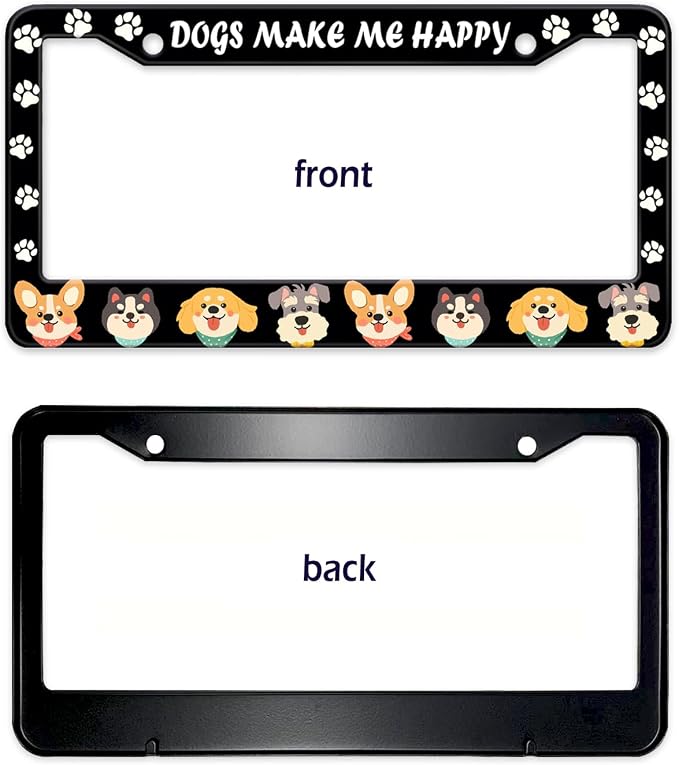 Dogs License Plate Frame, Lovely Puppies Dogs Paws Printed License Plate Holder - Image 8