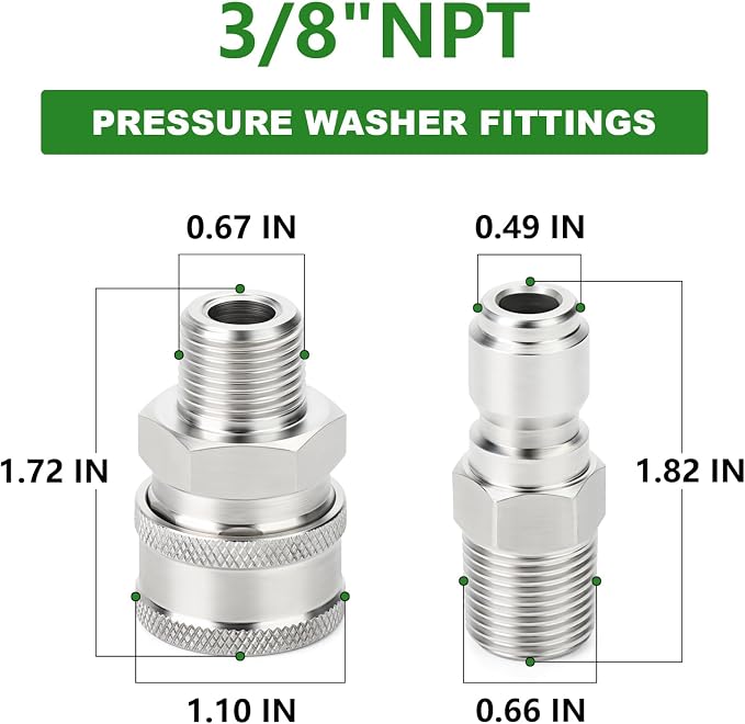TAISHER 4PCS 304 Stainless Steel Pressure Washer Adapter Kit, Quick Connect - Image 2