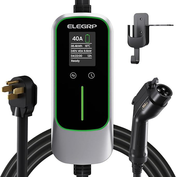 ELEGRP Level 2 EV Charger for Home, 40 Amp, ETL Certified, PBE & LCD Technology by ELEGRP%7CELEGROUP