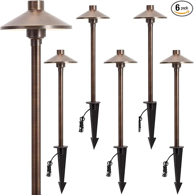 Gardencoin Solid Brass Low Voltage Pathway Lights, 12V AC/DC Heavy Duty LED by Gardencoin